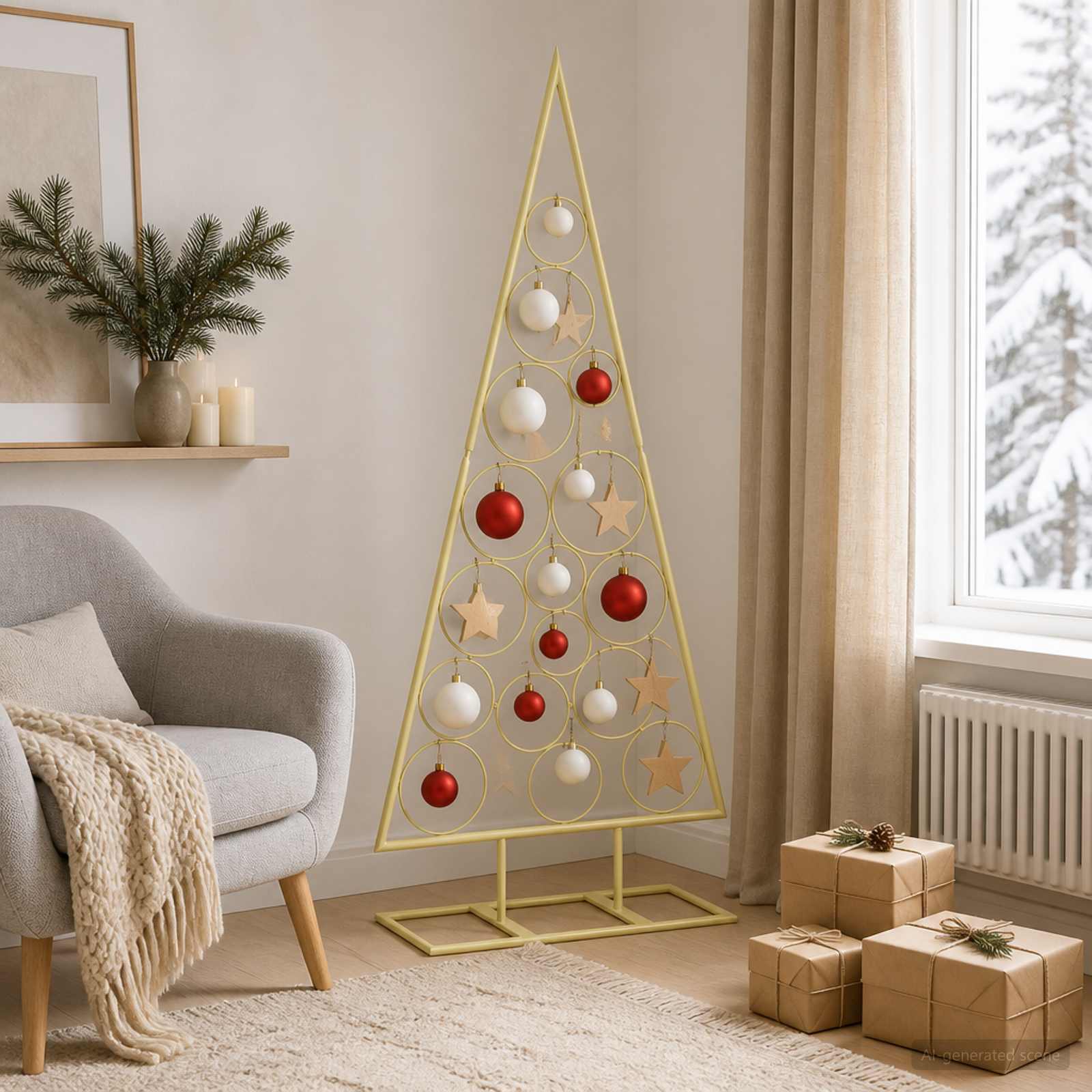 Albero di Natale in Metallo con Supporto Circolare KUOPIO