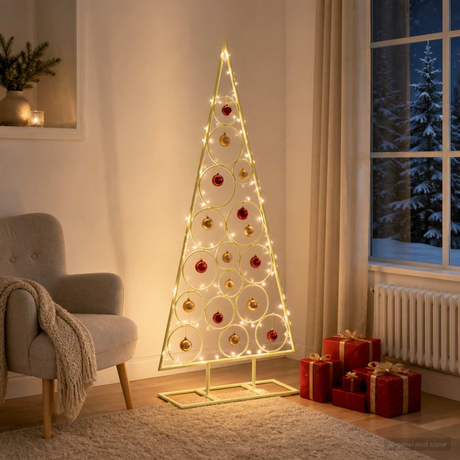 Albero di Natale in Metallo con Supporto Circolare KUOPIO