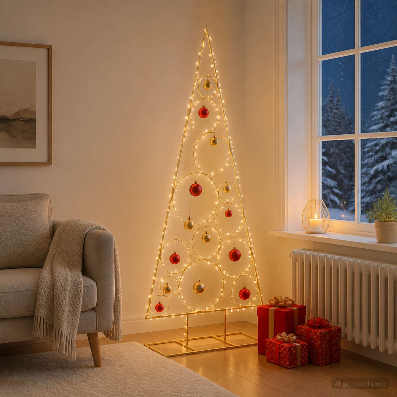 Albero di Natale in Metallo con Supporto Circolare KUOPIO
