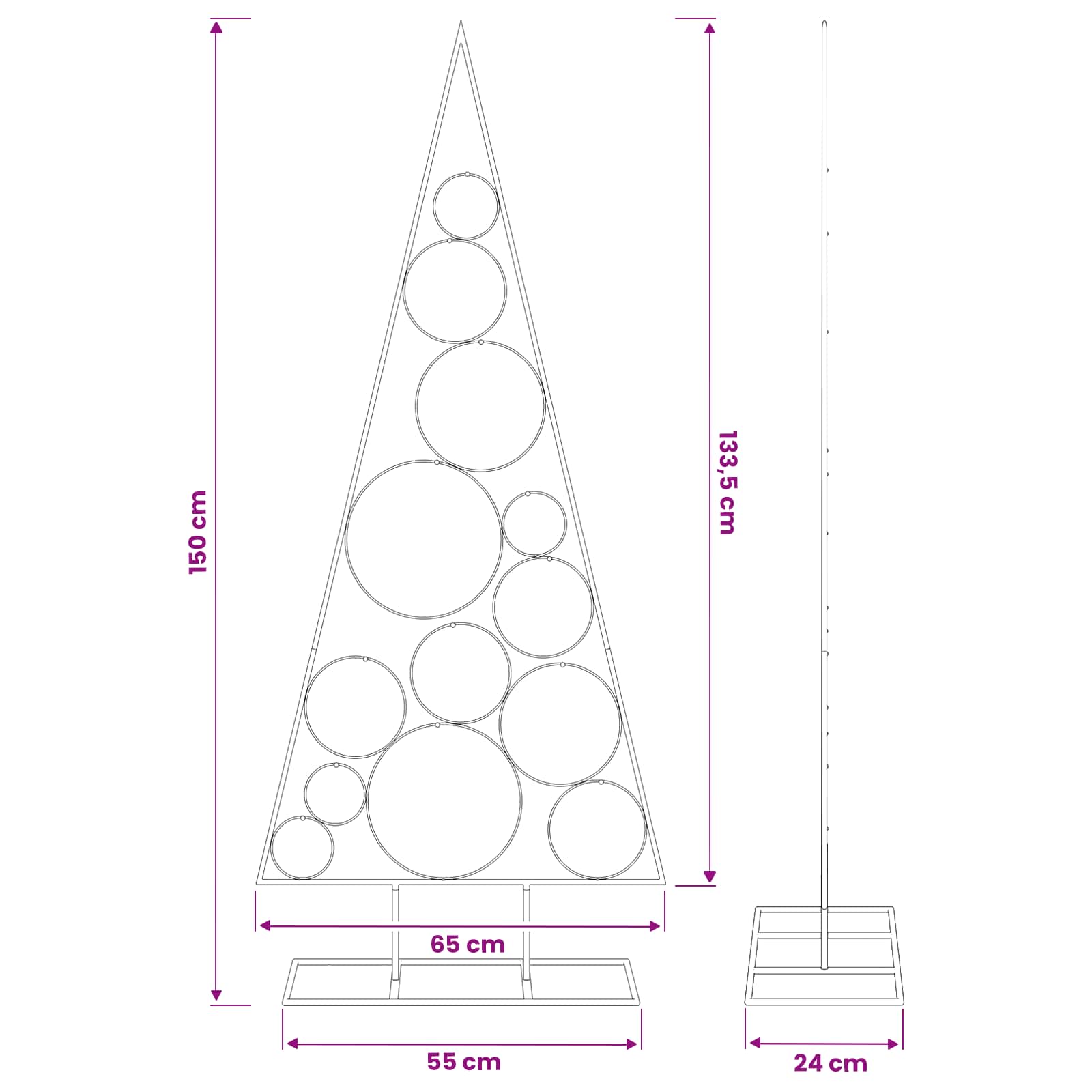 Albero di Natale in Metallo con Supporto Circolare KUOPIO