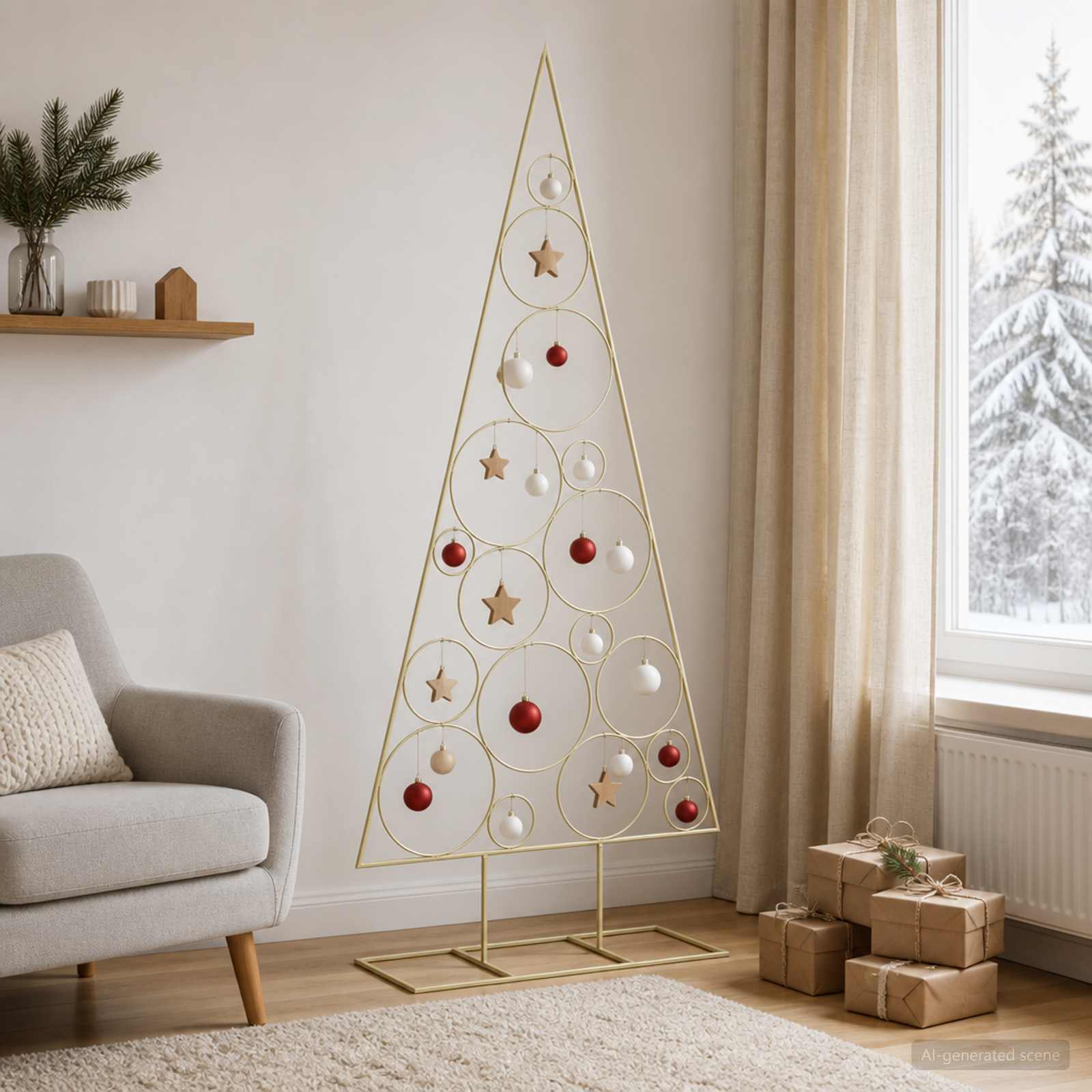 Albero di Natale in Metallo con Supporto Circolare KUOPIO