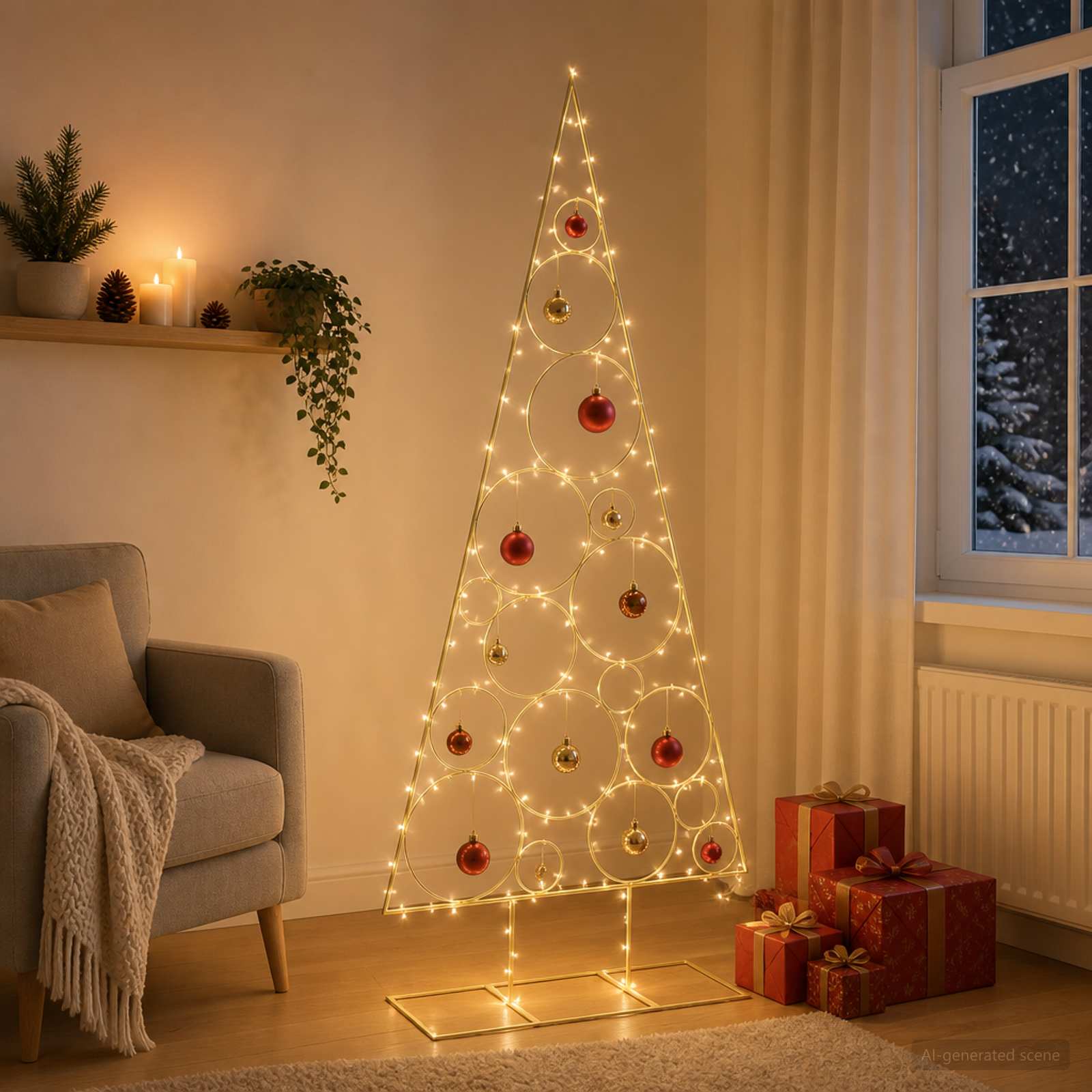 Albero di Natale in Metallo con Supporto Circolare KUOPIO