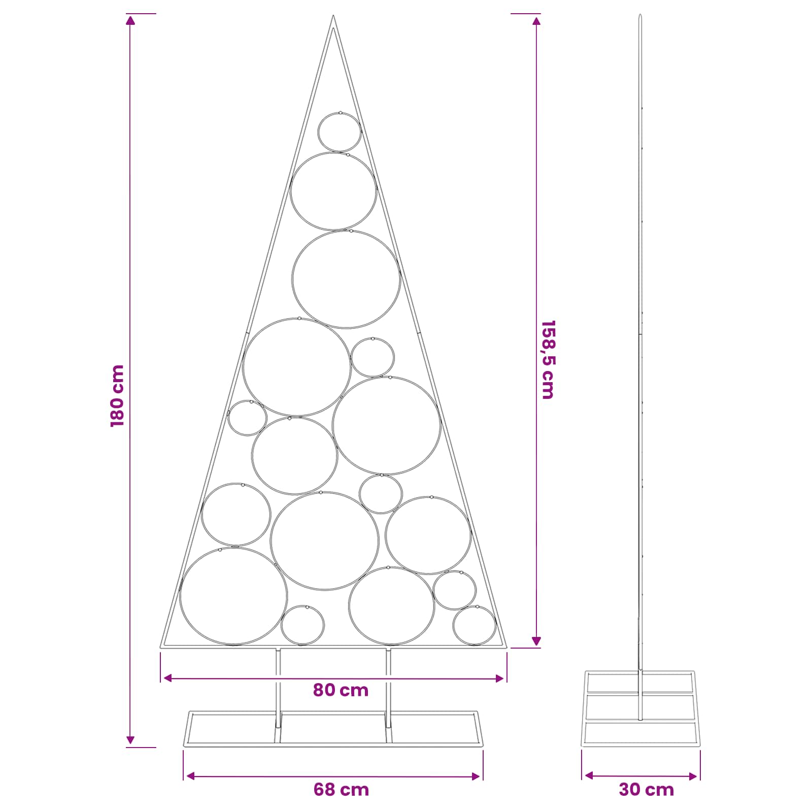 Albero di Natale in Metallo con Supporto Circolare KUOPIO