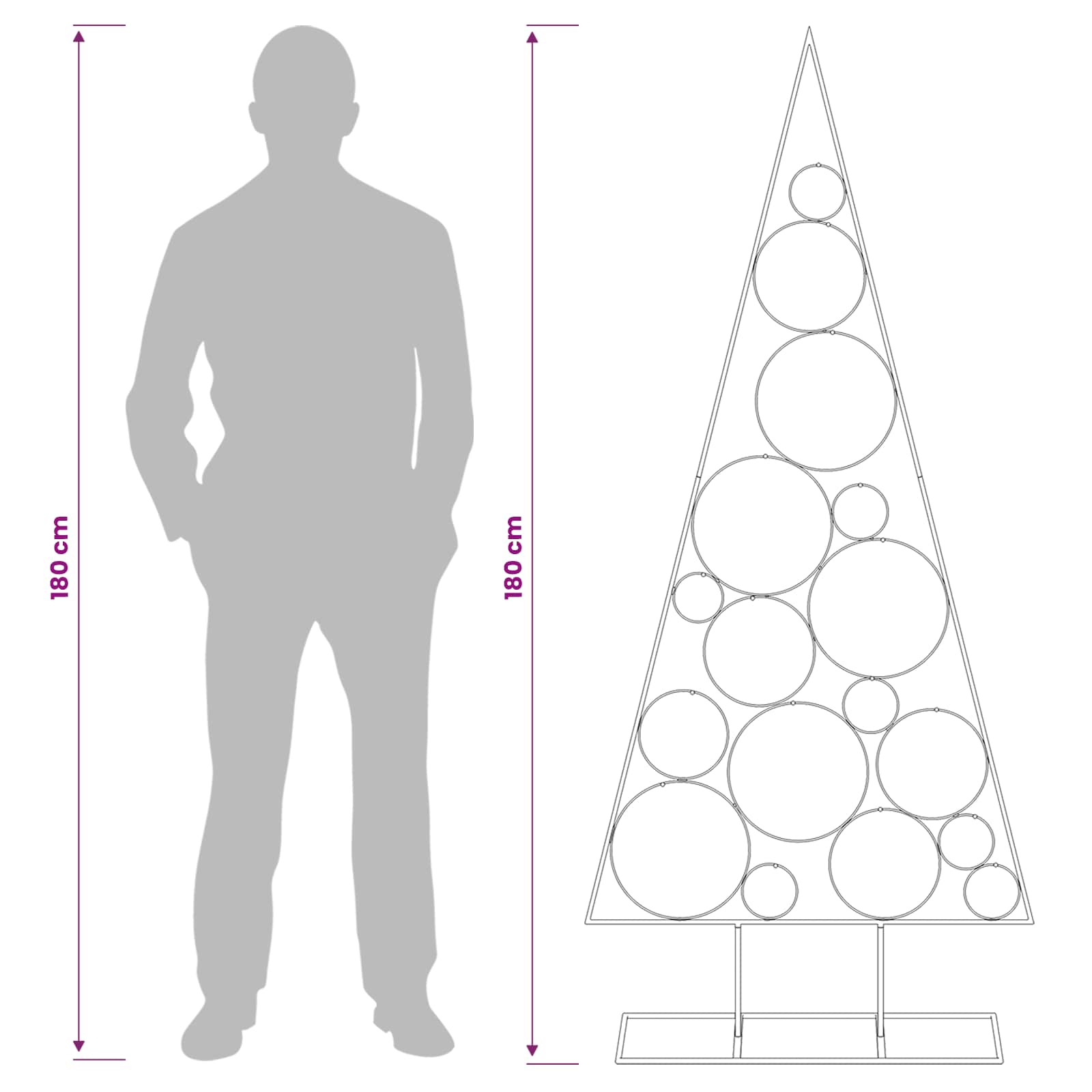 Albero di Natale in Metallo con Supporto Circolare KUOPIO