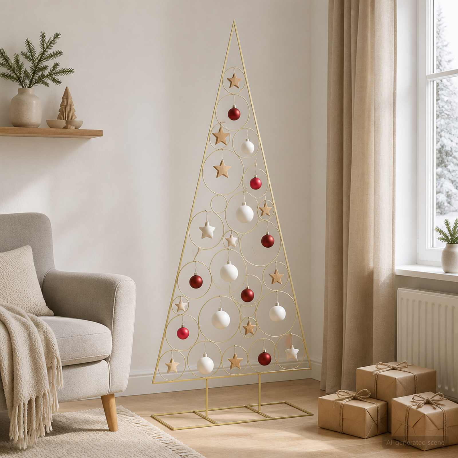 Albero di Natale in Metallo con Supporto Circolare KUOPIO
