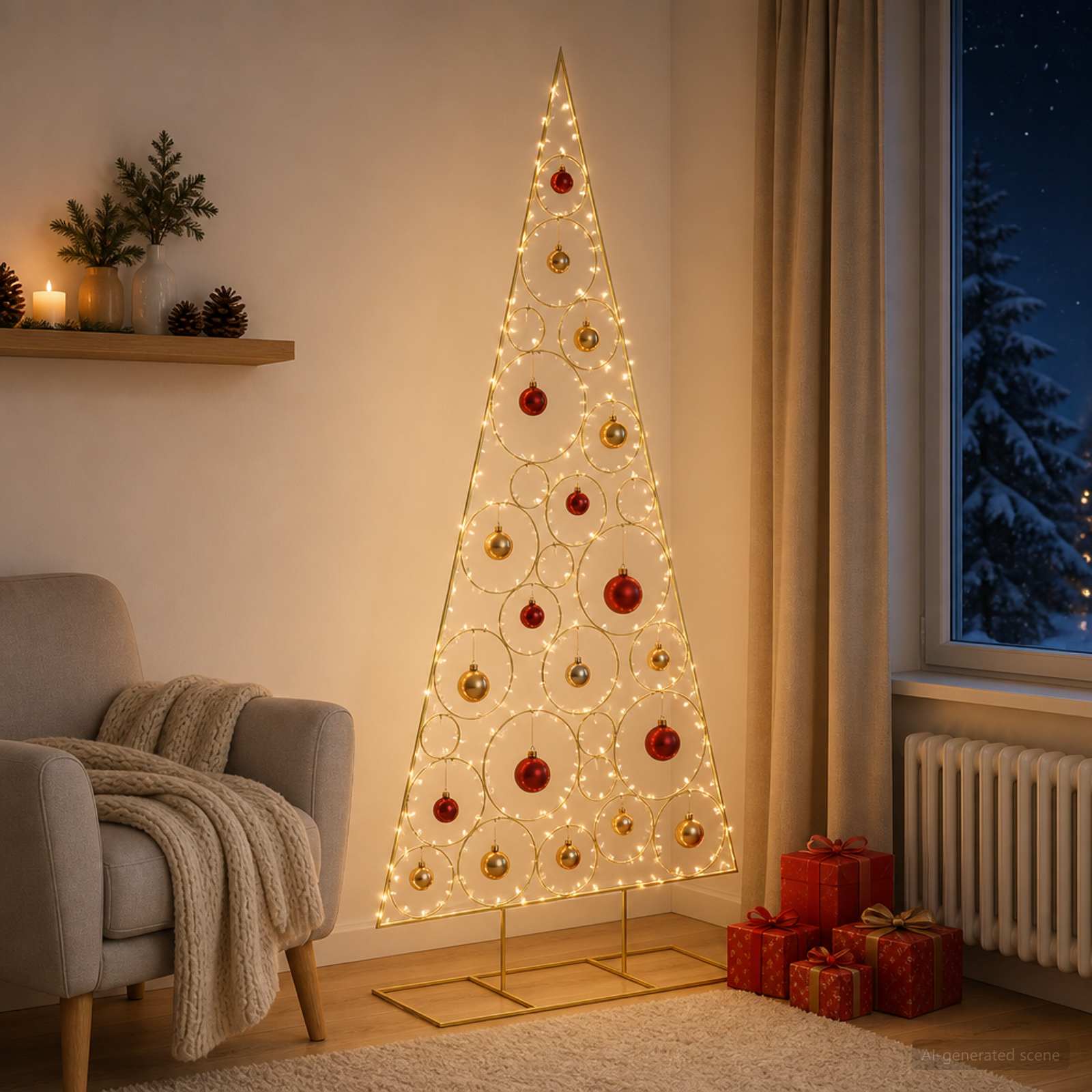 Albero di Natale in Metallo con Supporto Circolare KUOPIO