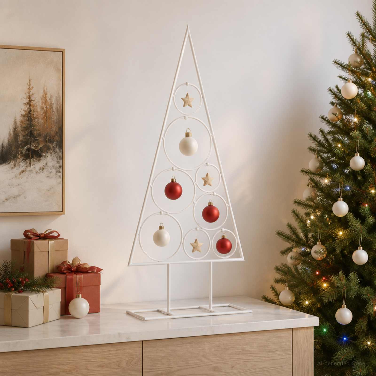 Albero di Natale in Metallo con Supporto Circolare KUOPIO 60 cm
