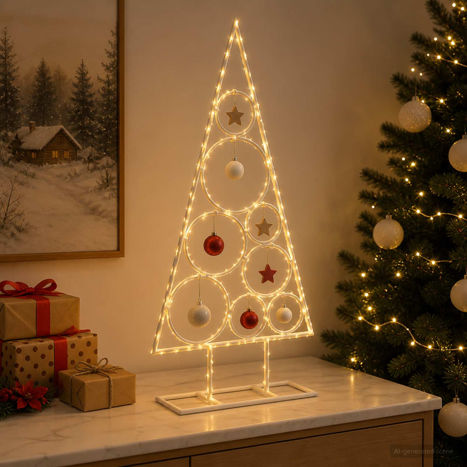 Albero di Natale in Metallo con Supporto Circolare KUOPIO 60 cm