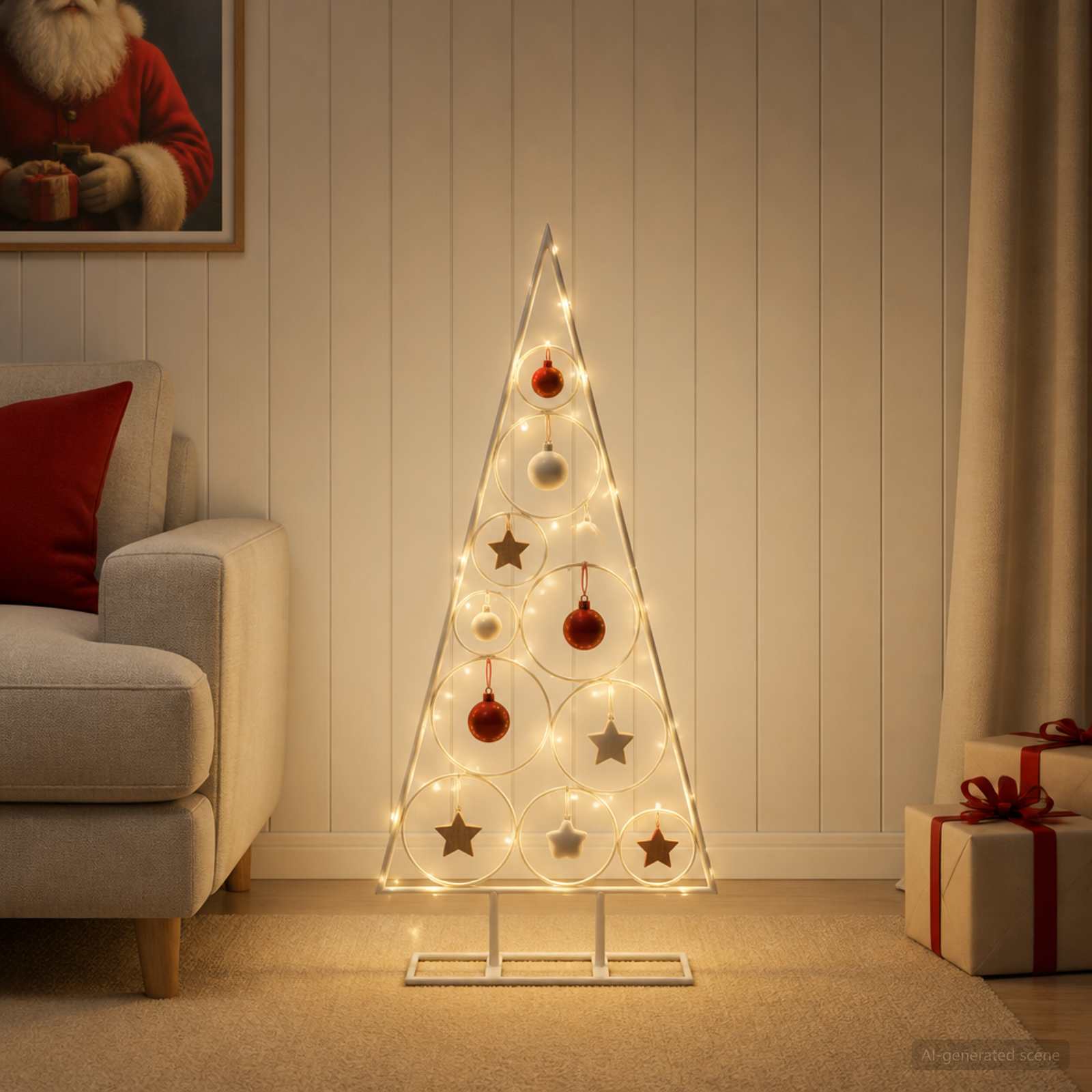 Albero di Natale in Metallo con Supporto Circolare KUOPIO 90 cm
