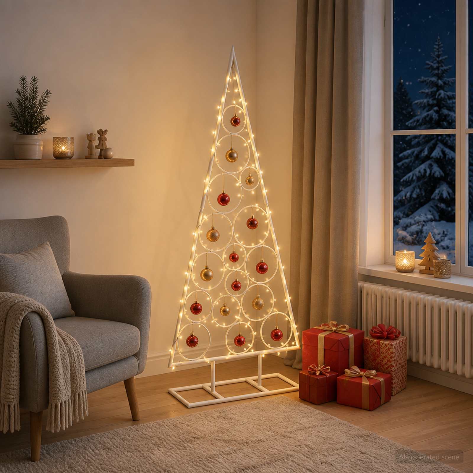 Albero di Natale in Metallo con Supporto Circolare KUOPIO