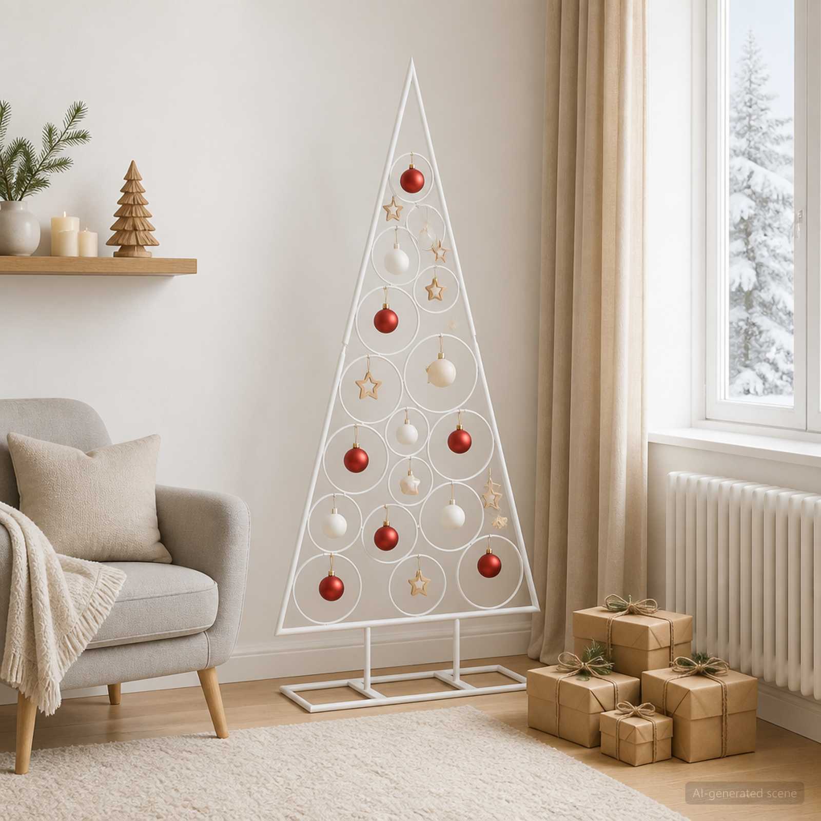 Albero di Natale in Metallo con Supporto Circolare KUOPIO
