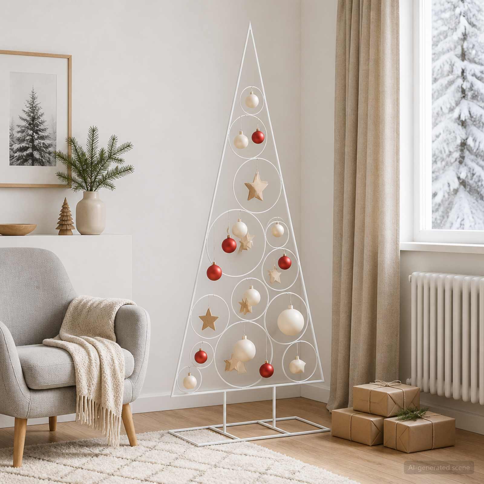 Albero di Natale in Metallo con Supporto Circolare KUOPIO