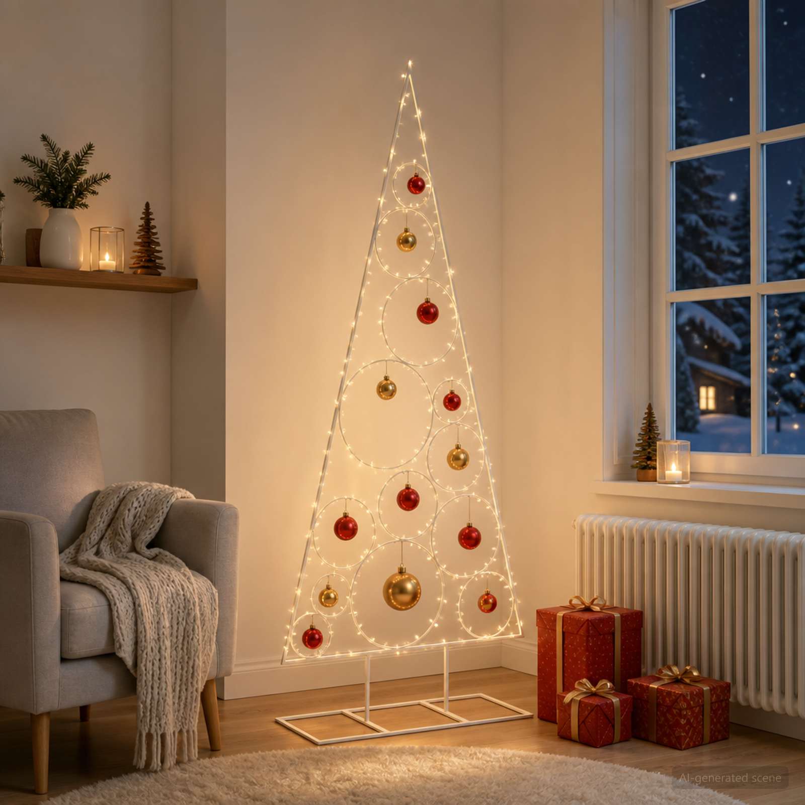 Albero di Natale in Metallo con Supporto Circolare KUOPIO