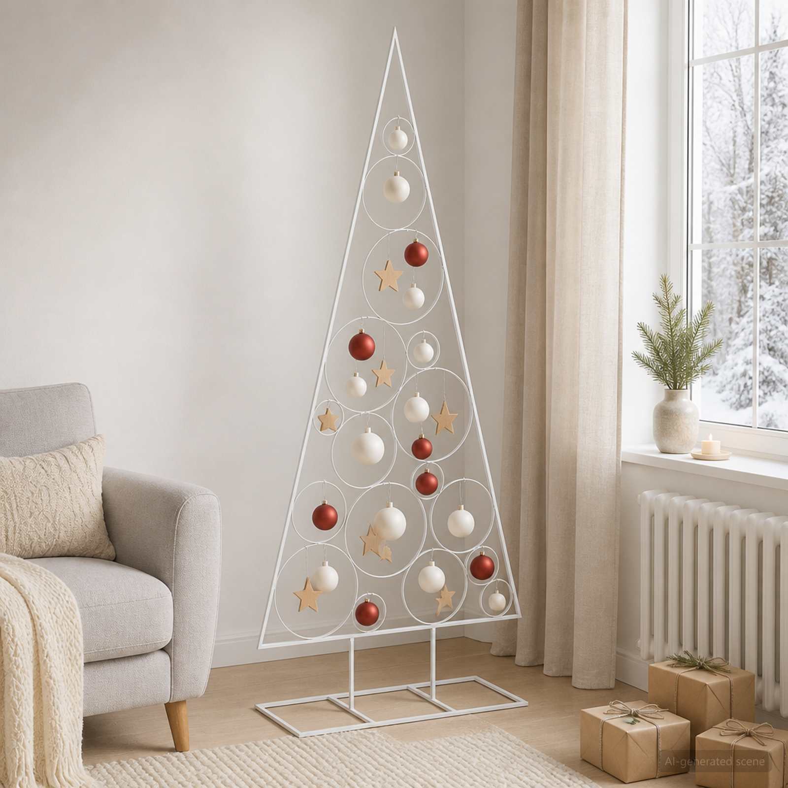 Albero di Natale in Metallo con Supporto Circolare KUOPIO