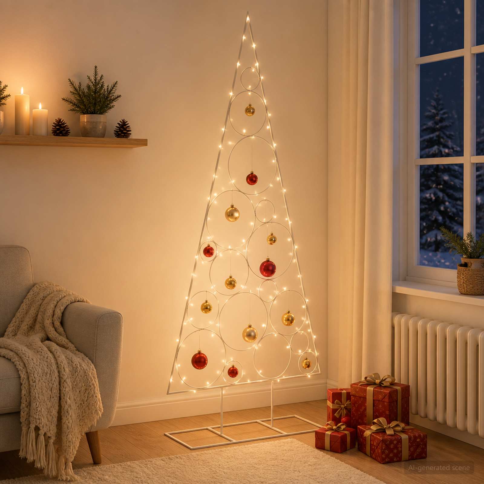 Albero di Natale in Metallo con Supporto Circolare KUOPIO
