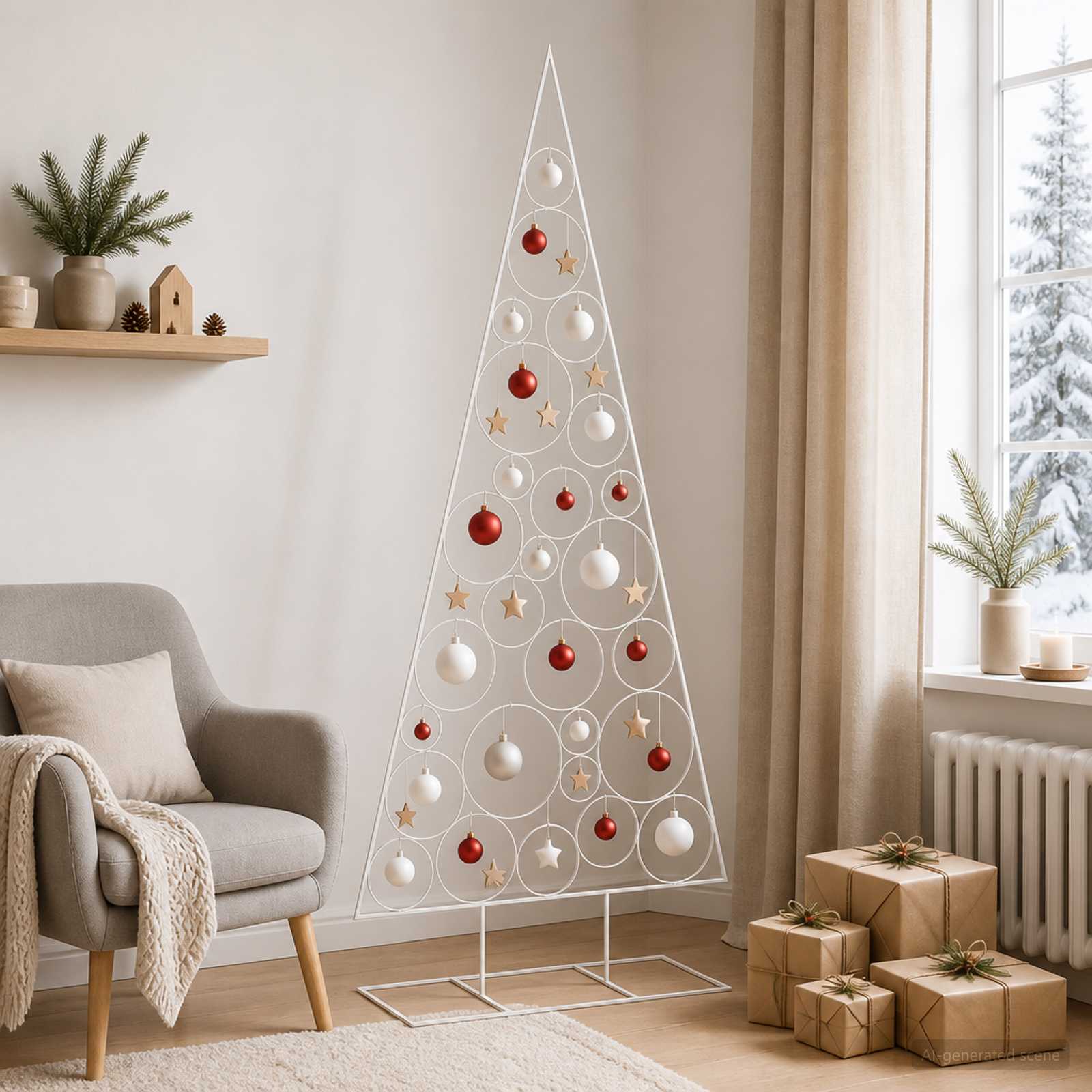 Albero di Natale in Metallo con Supporto Circolare KUOPIO
