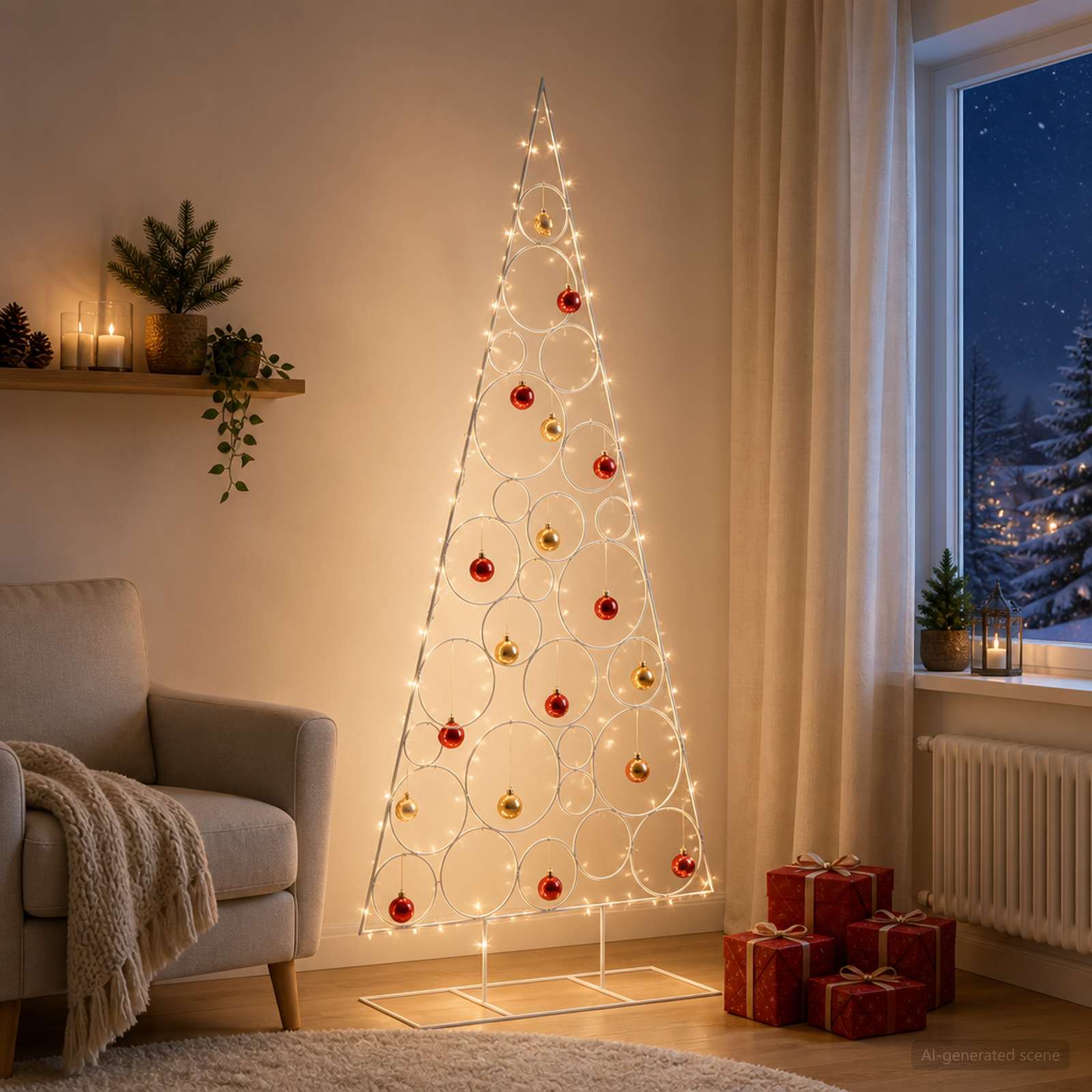 Albero di Natale in Metallo con Supporto Circolare KUOPIO