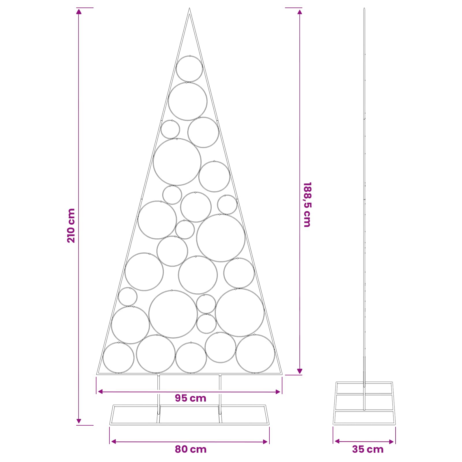 Albero di Natale in Metallo con Supporto Circolare KUOPIO