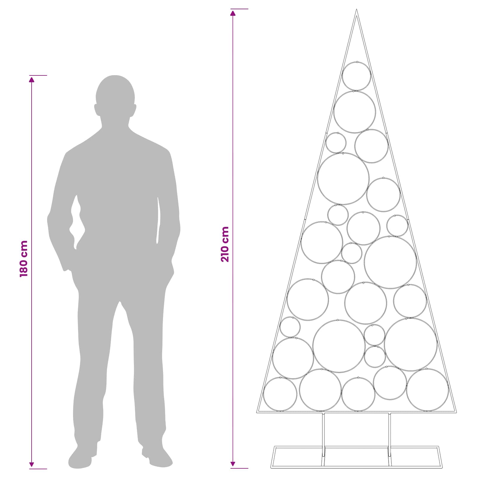 Albero di Natale in Metallo con Supporto Circolare KUOPIO