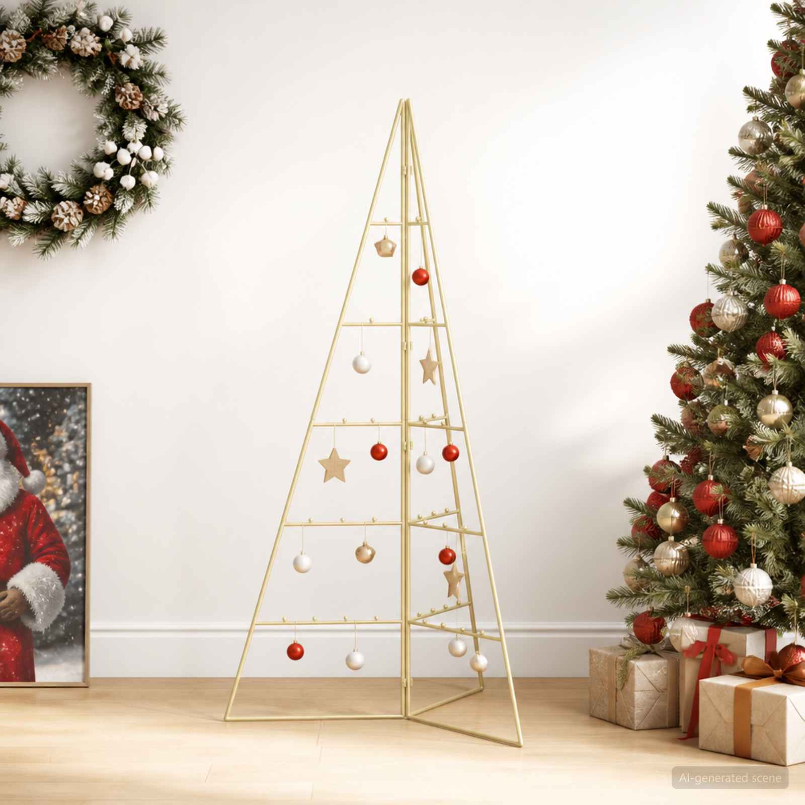 Albero di Natale in metallo KUOPIO 100 cm Acciaio Oro