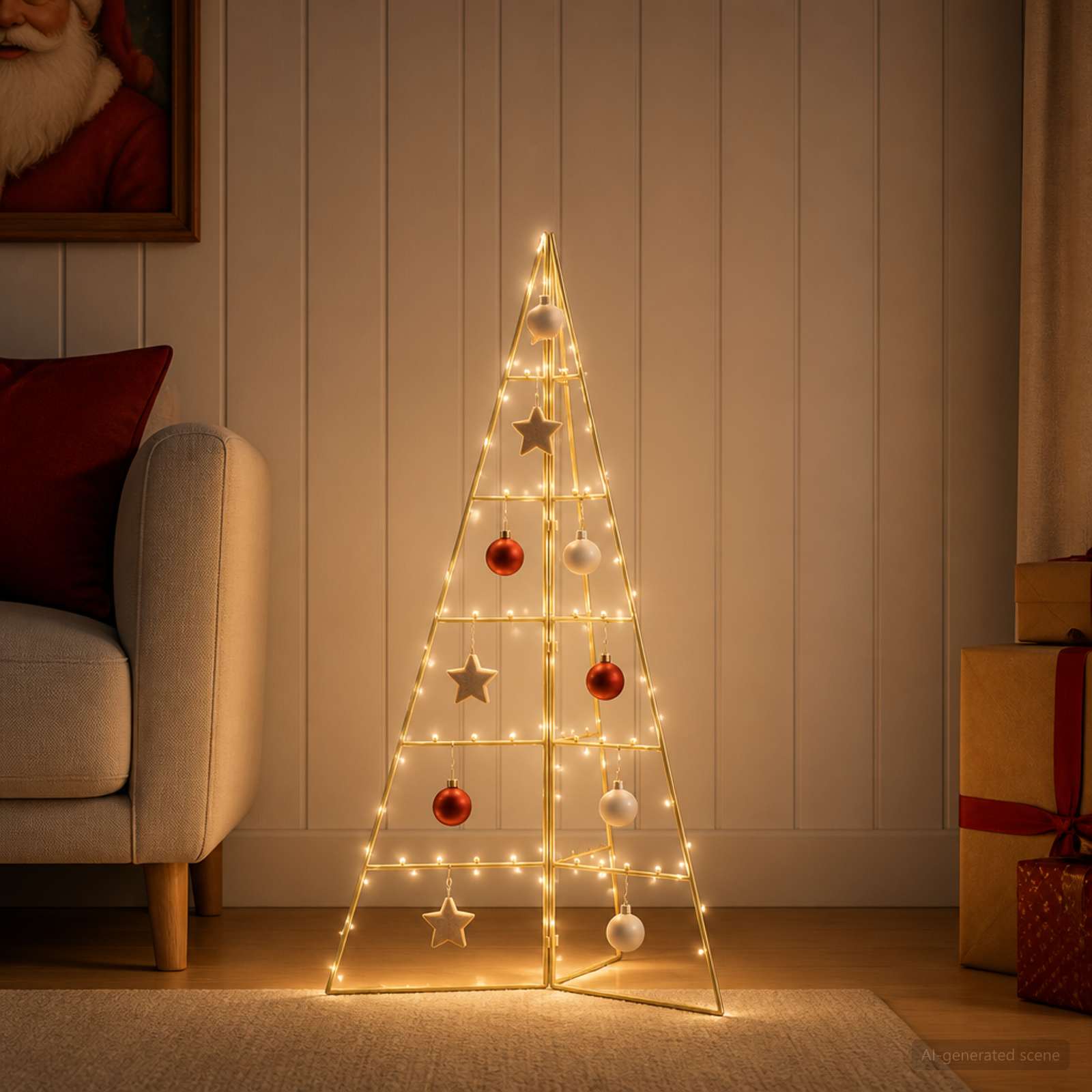 Albero di Natale in metallo KUOPIO 100 cm Acciaio Oro