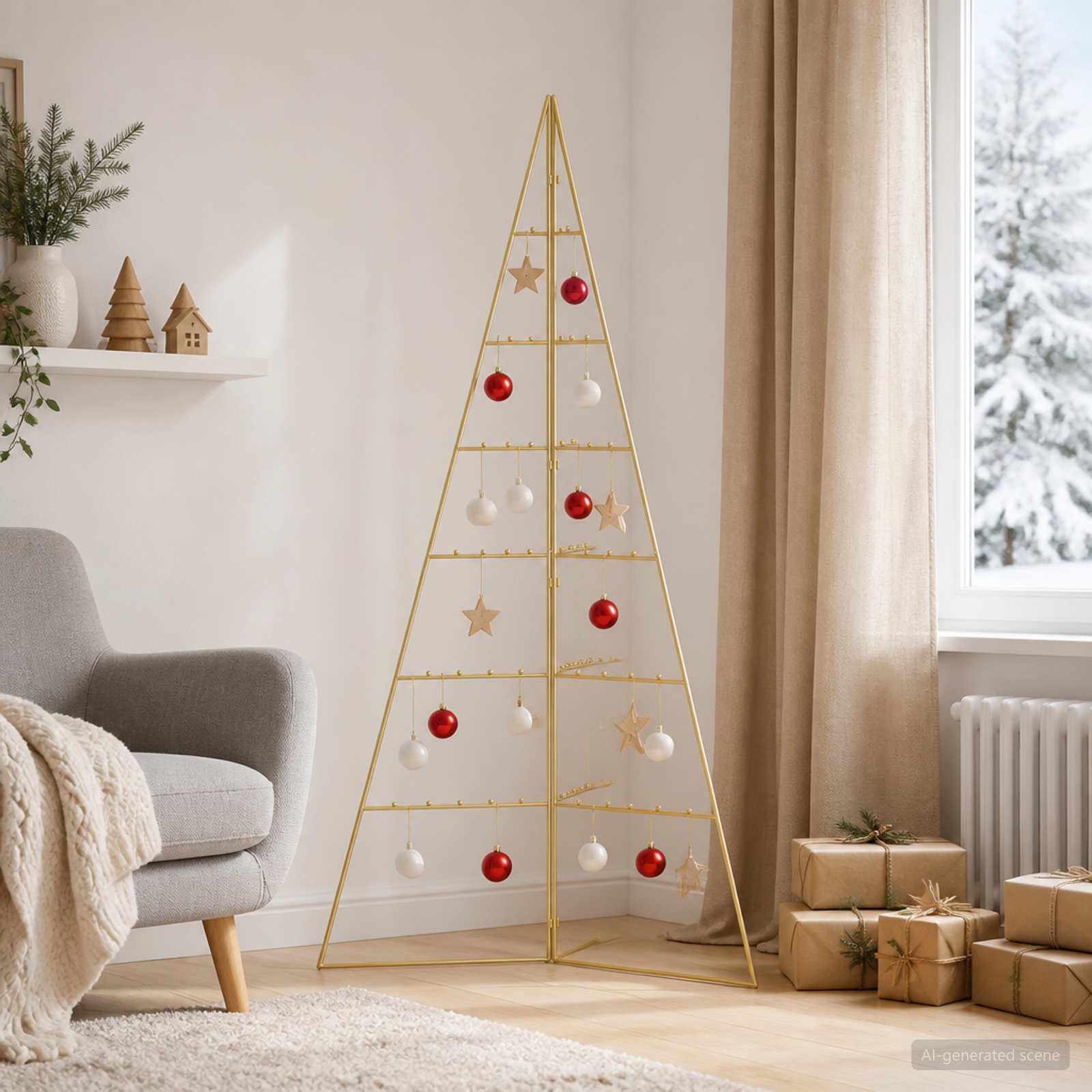 Albero di Natale in metallo KUOPIO 140 cm Acciaio Oro