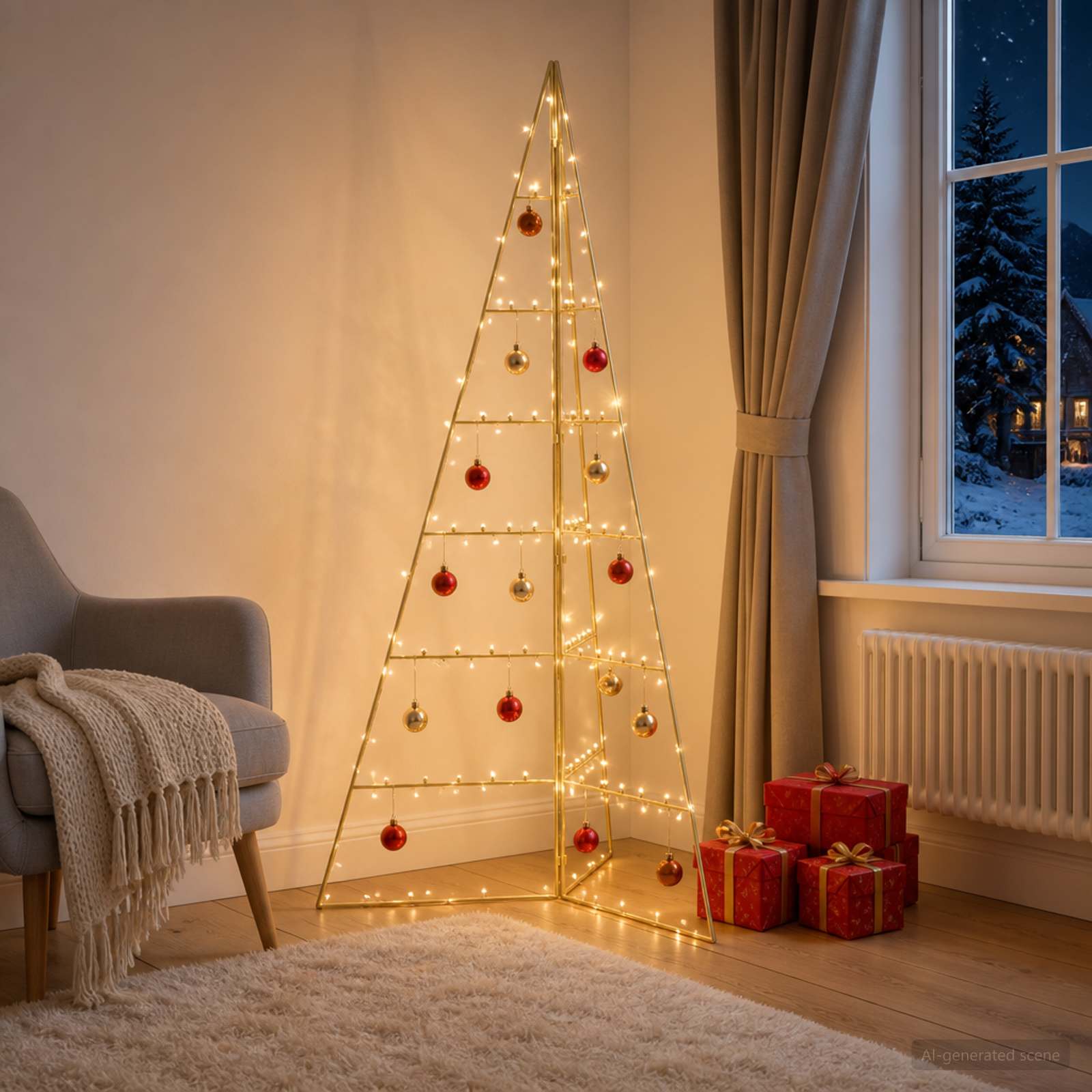 Albero di Natale in metallo KUOPIO 140 cm Acciaio Oro
