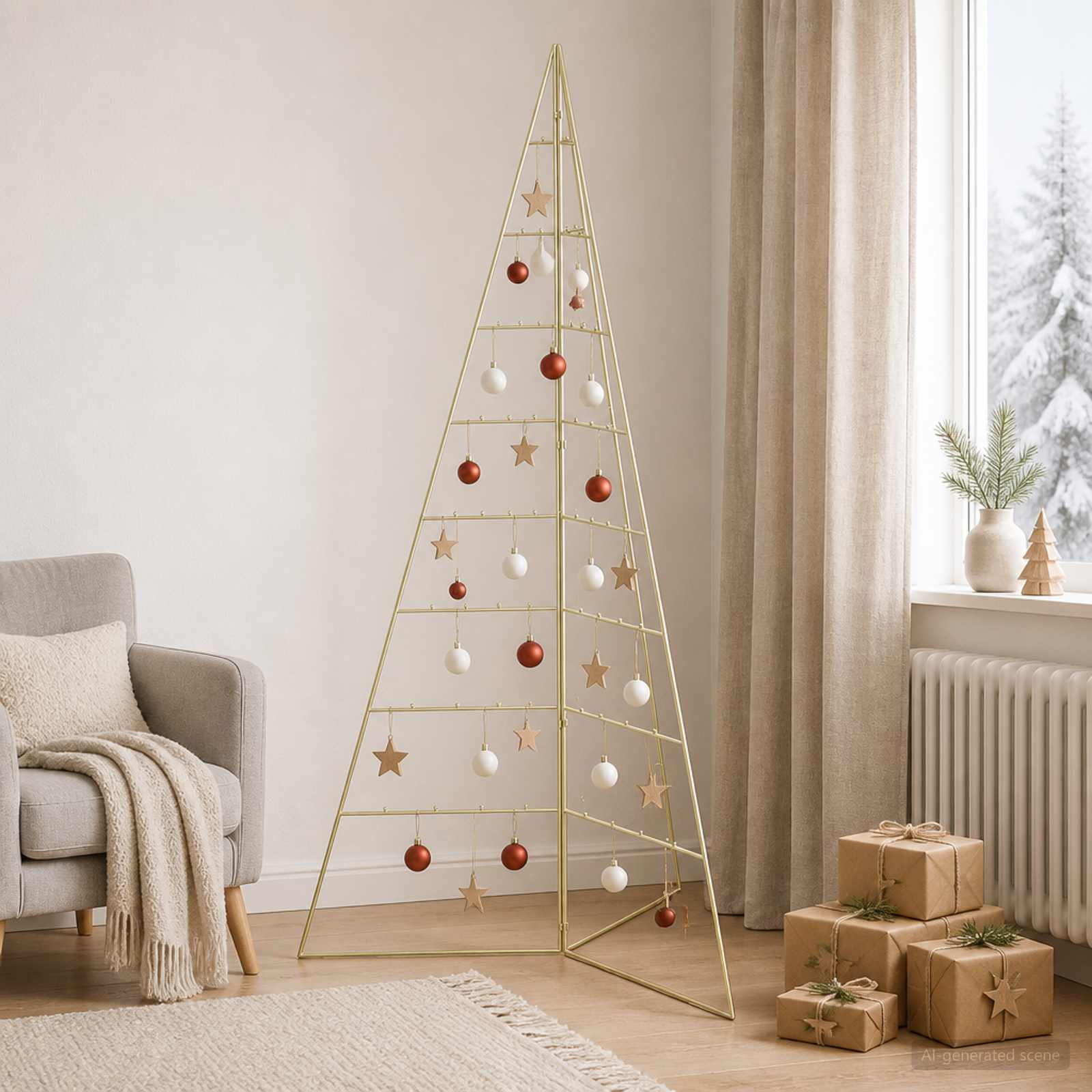 Albero di Natale in metallo KUOPIO 180 cm Acciaio Oro