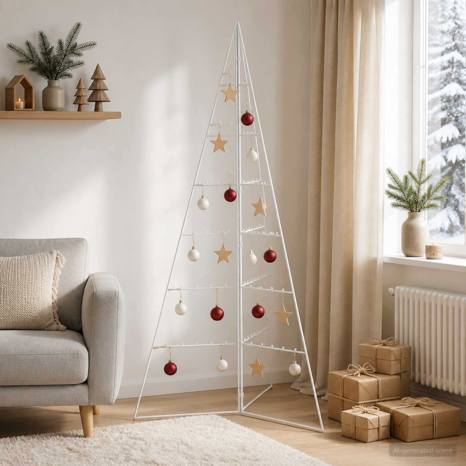 Albero di Natale in metallo KUOPIO 140 cm Acciaio Bianco