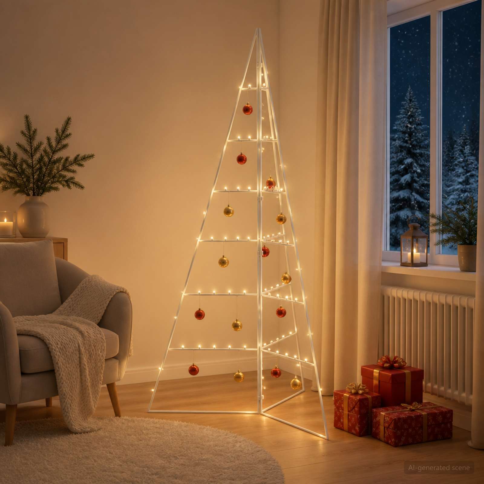 Albero di Natale in metallo KUOPIO 140 cm Acciaio Bianco