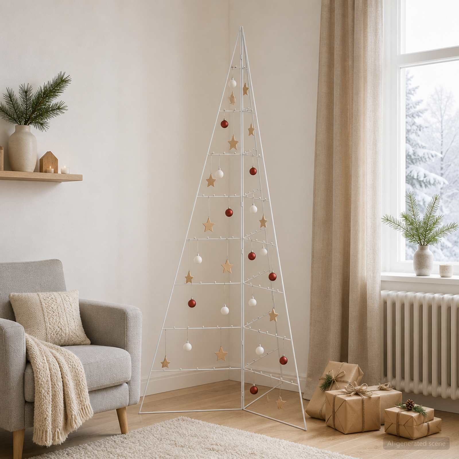 Albero di Natale in metallo KUOPIO 210 cm Acciaio Bianco