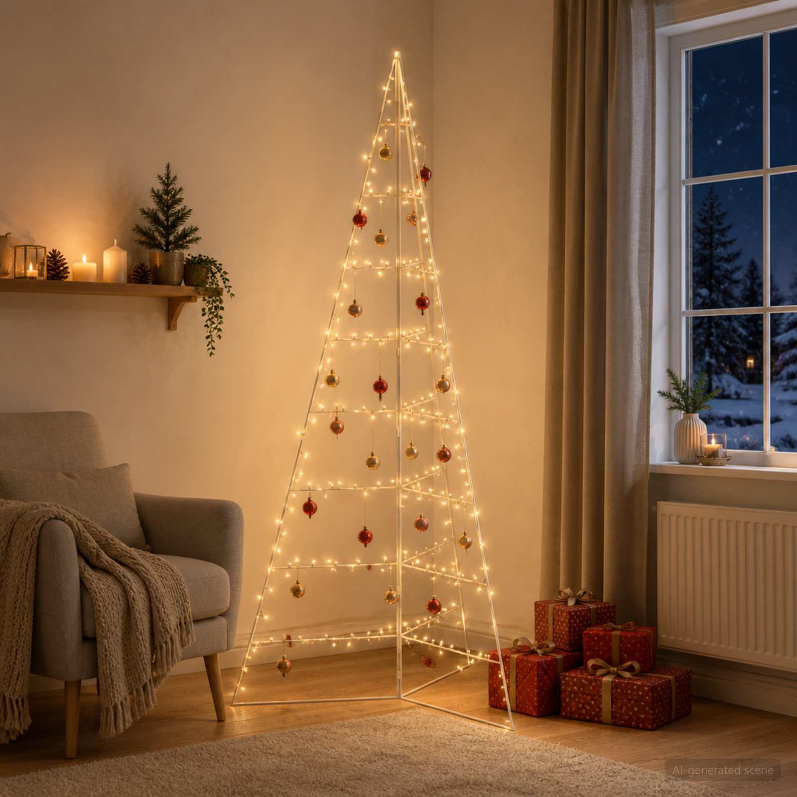 Albero di Natale in metallo KUOPIO 210 cm Acciaio Bianco
