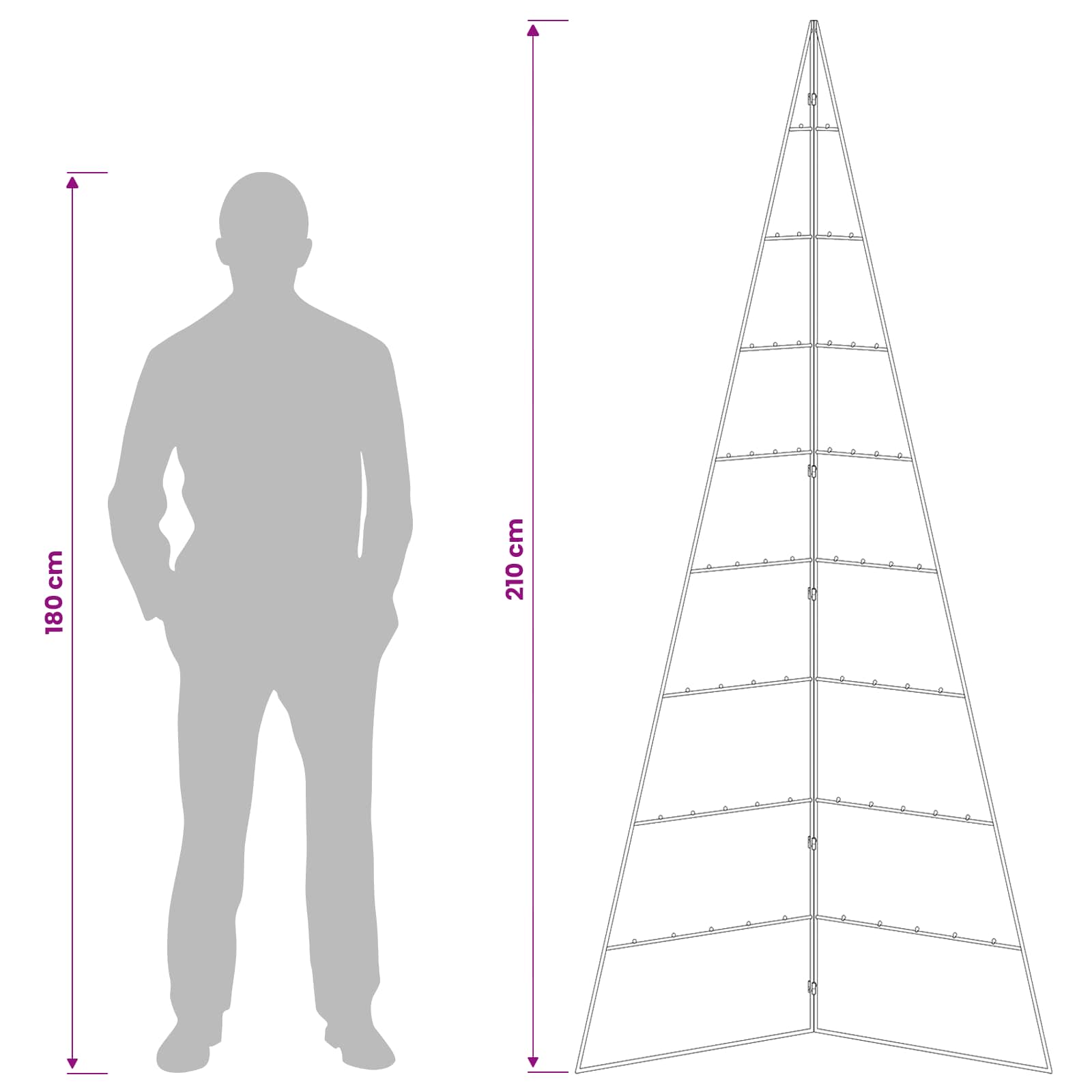 Albero di Natale in metallo KUOPIO 210 cm Acciaio Bianco