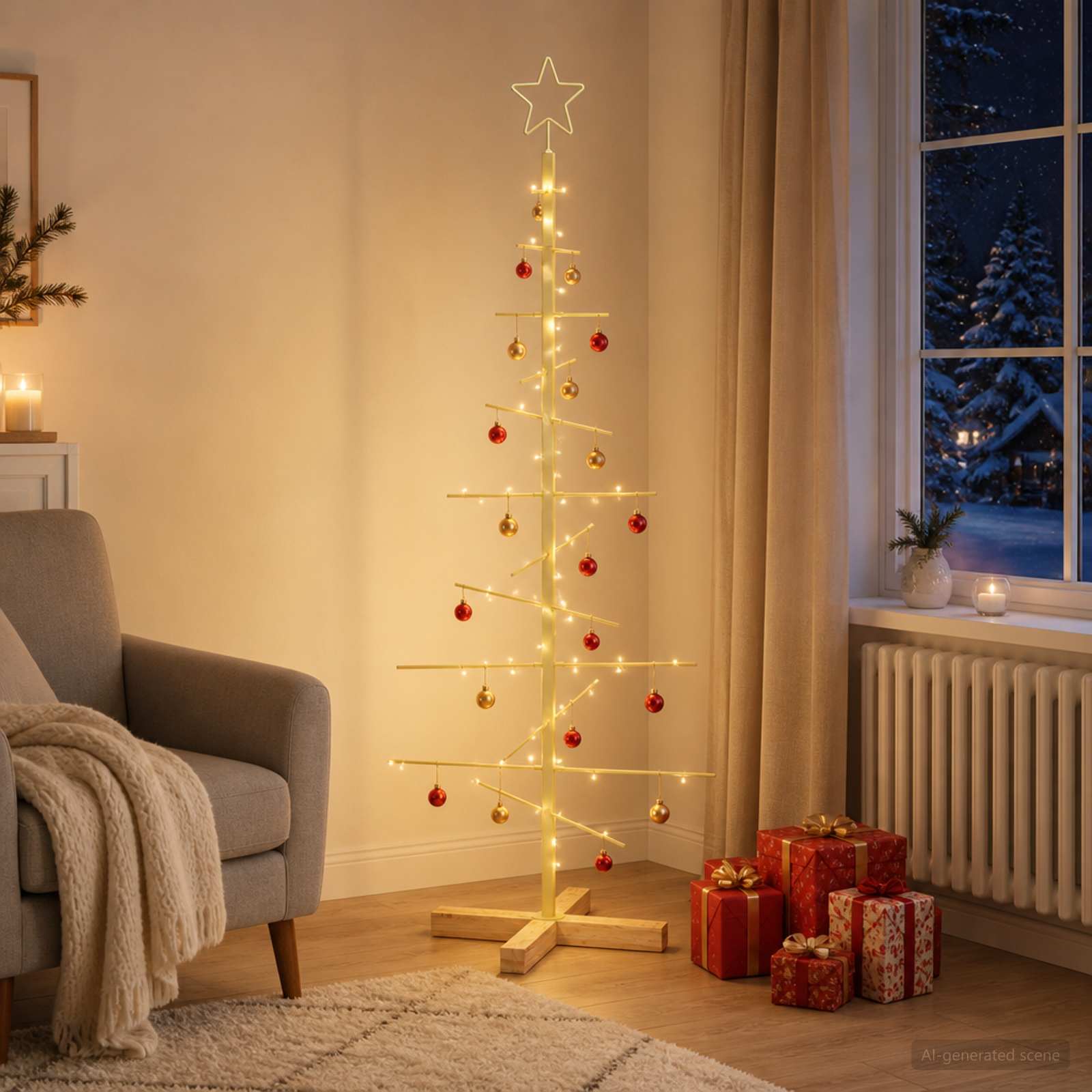 Albero di Natale in metallo con supporto KUOPIO 120 cm Acciaio