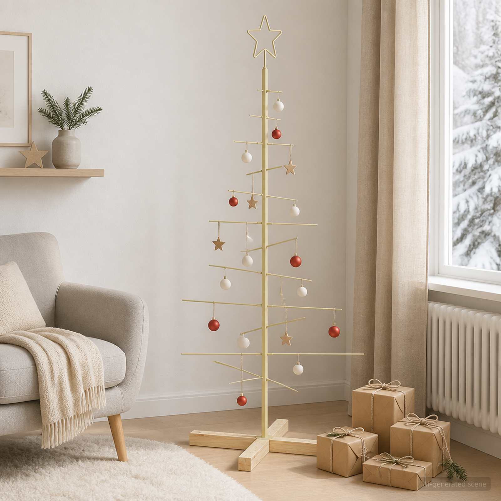 Albero di Natale in metallo con supporto KUOPIO 120 cm Acciaio
