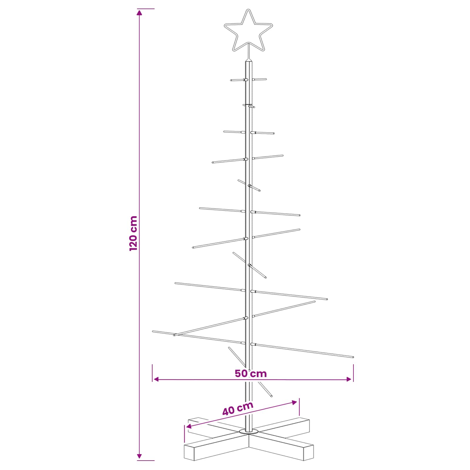 Albero di Natale in metallo con supporto KUOPIO 120 cm Acciaio