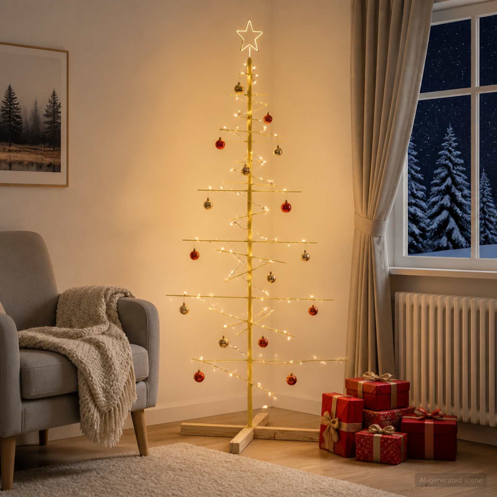 Albero di Natale in metallo con supporto KUOPIO 150 cm Acciaio