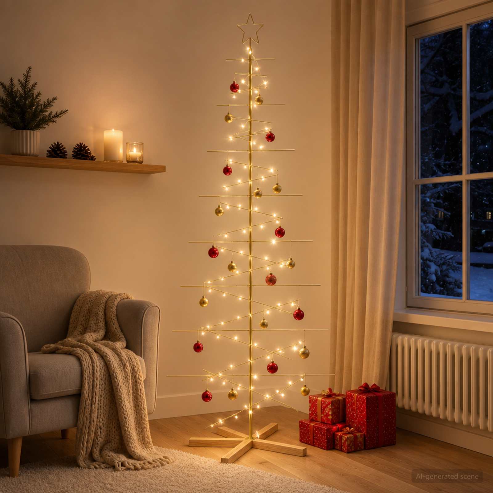 Albero di Natale in metallo con supporto KUOPIO 210 cm Acciaio