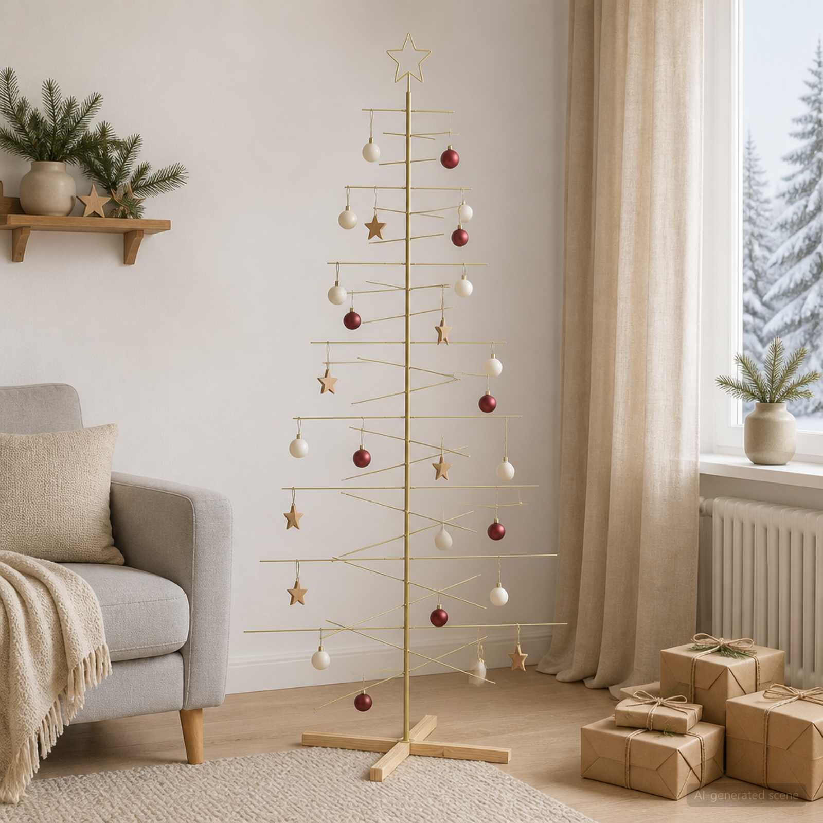 Albero di Natale in metallo con supporto KUOPIO 210 cm Acciaio