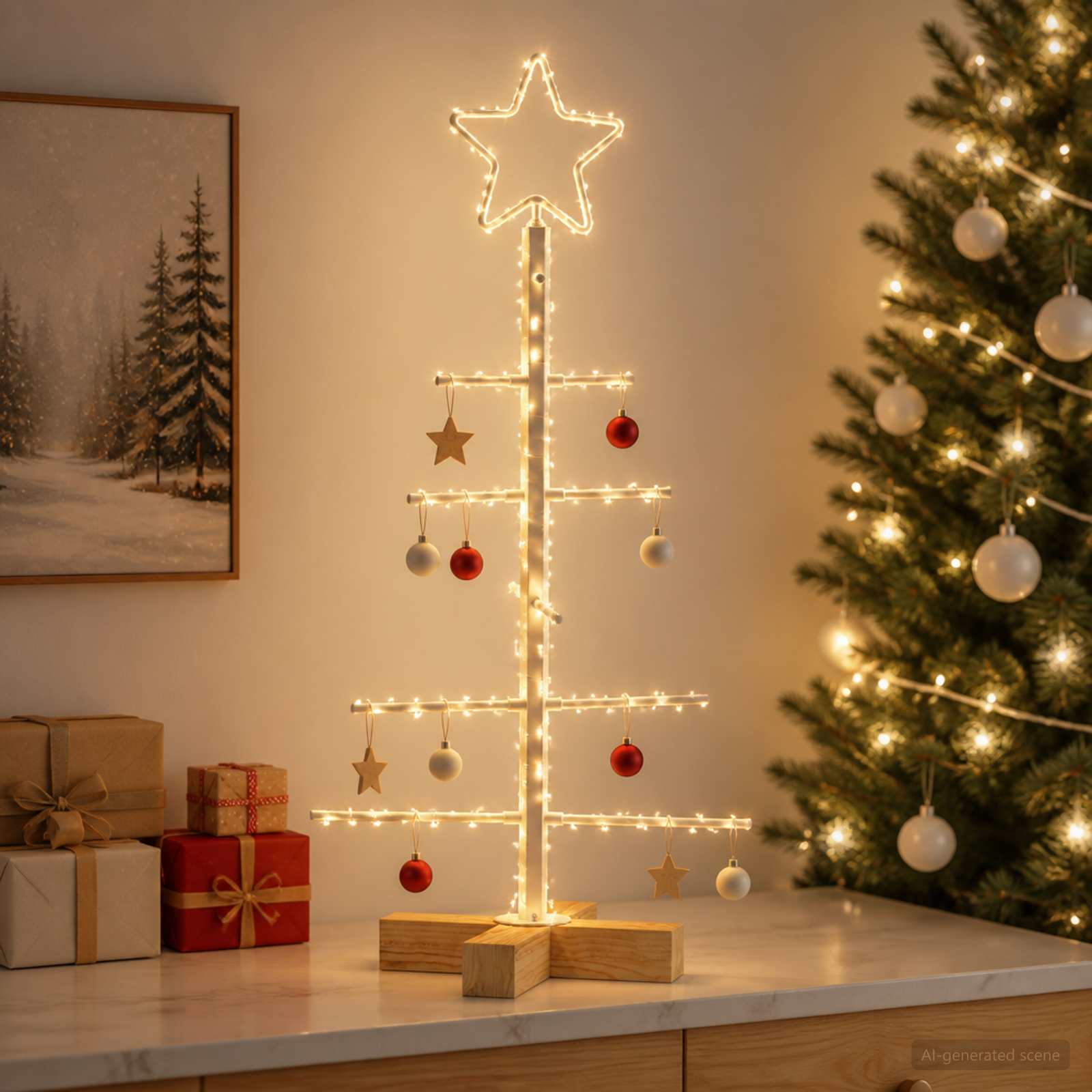 Albero di Natale in metallo con supporto KUOPIO 60 cm Acciaio