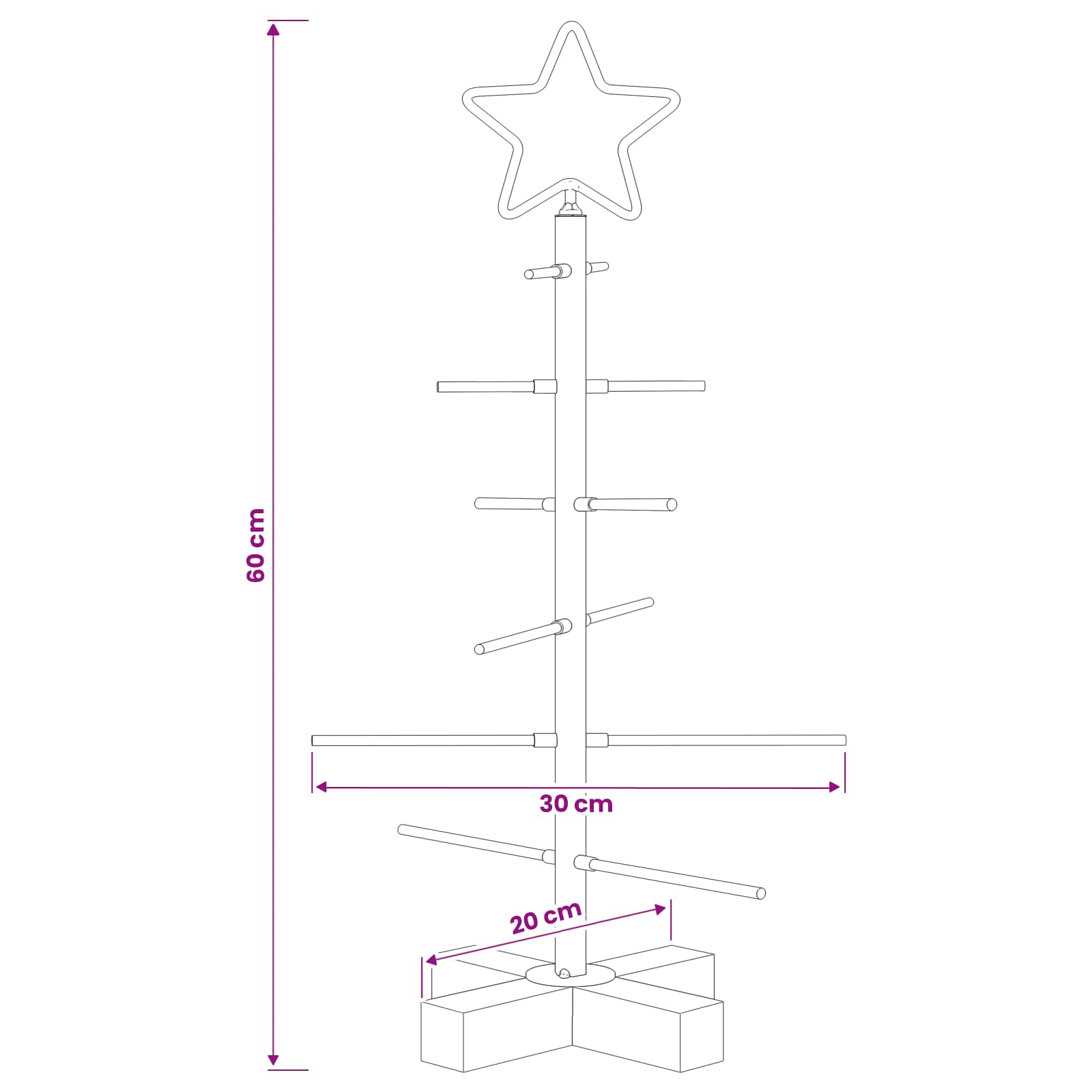 Albero di Natale in metallo con supporto KUOPIO 60 cm Acciaio