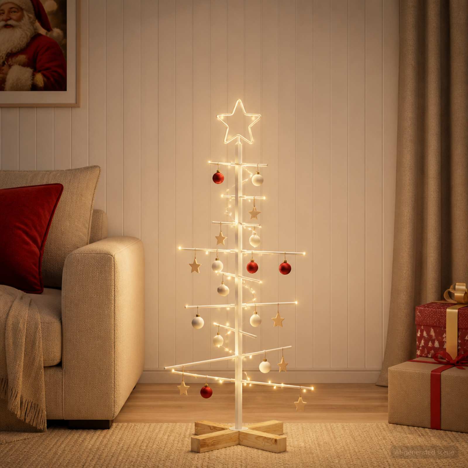 Albero di Natale in metallo con supporto KUOPIO 90 cm Acciaio