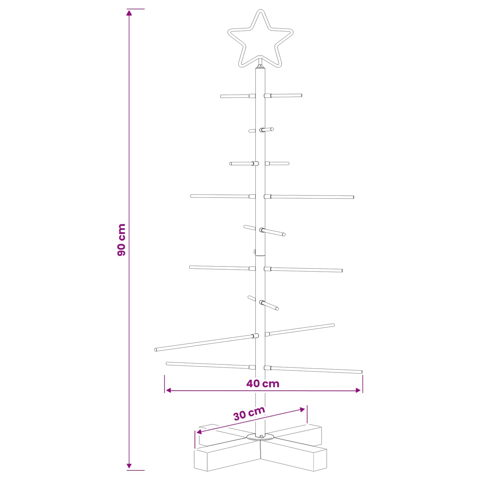 Albero di Natale in metallo con supporto KUOPIO 90 cm Acciaio