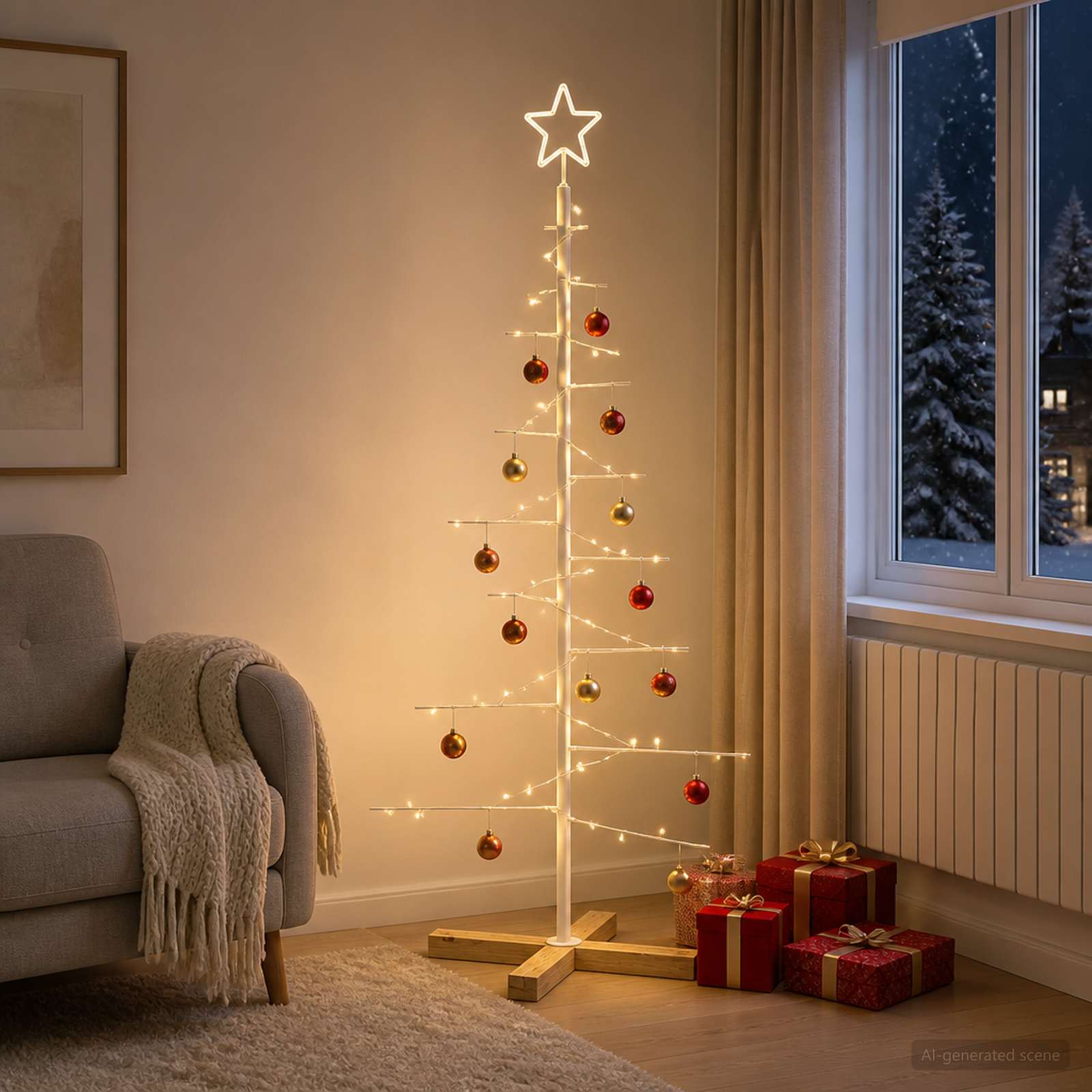 Albero di Natale in metallo con supporto KUOPIO 120 cm Acciaio