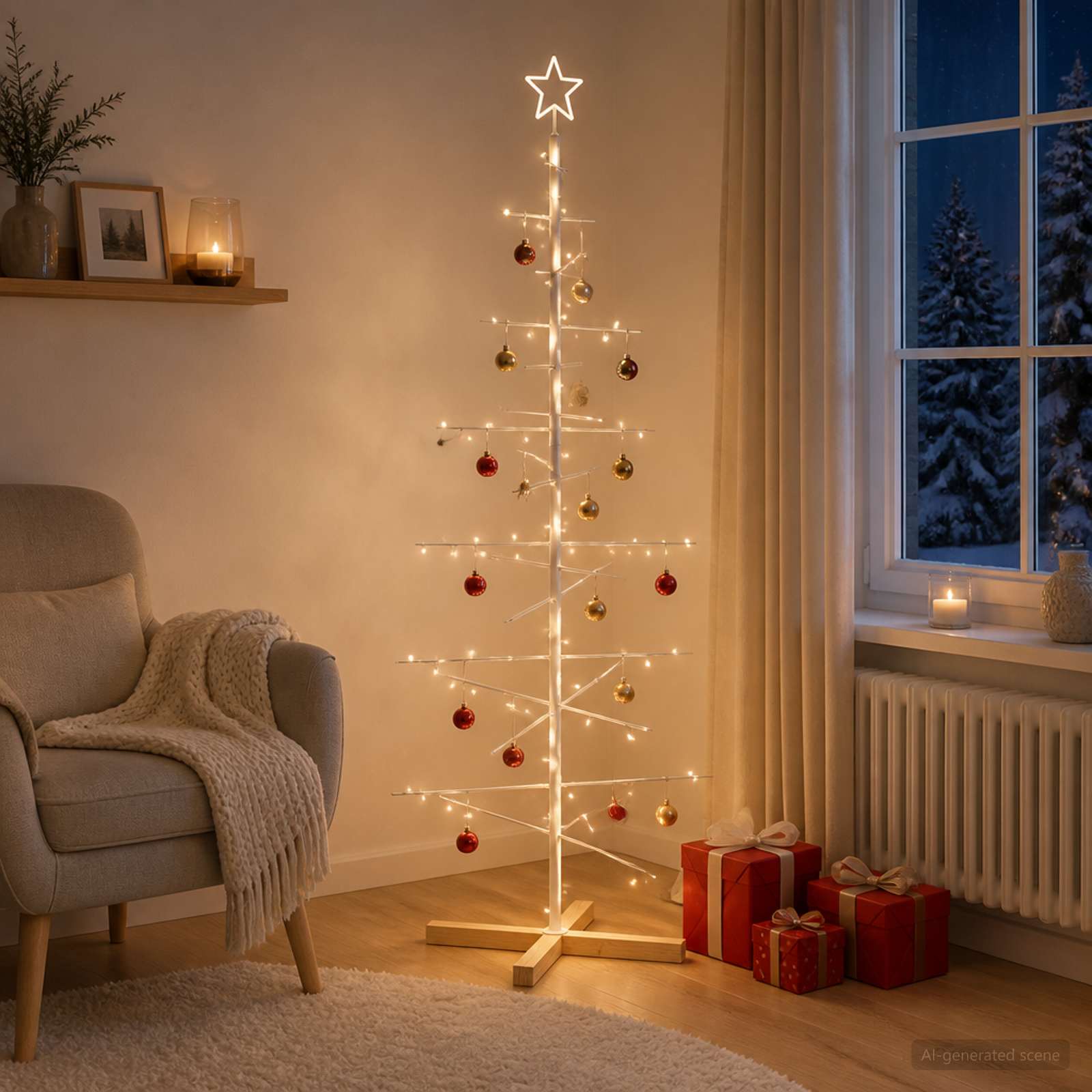 Albero di Natale in metallo con supporto KUOPIO 150 cm Acciaio