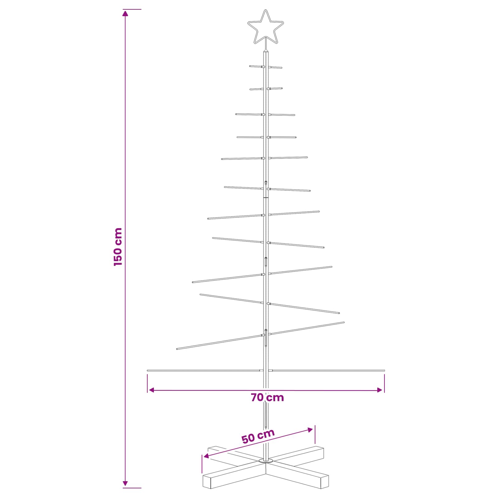 Albero di Natale in metallo con supporto KUOPIO 150 cm Acciaio