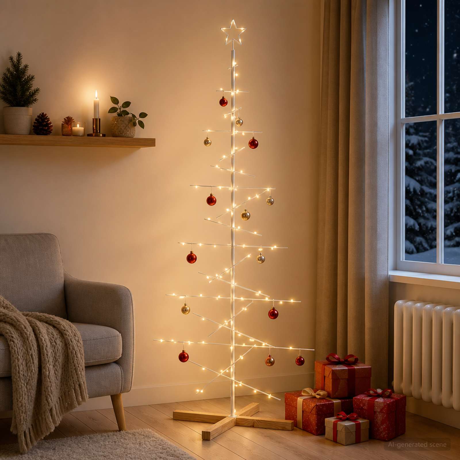 Albero di Natale in metallo con supporto KUOPIO 180 cm Acciaio