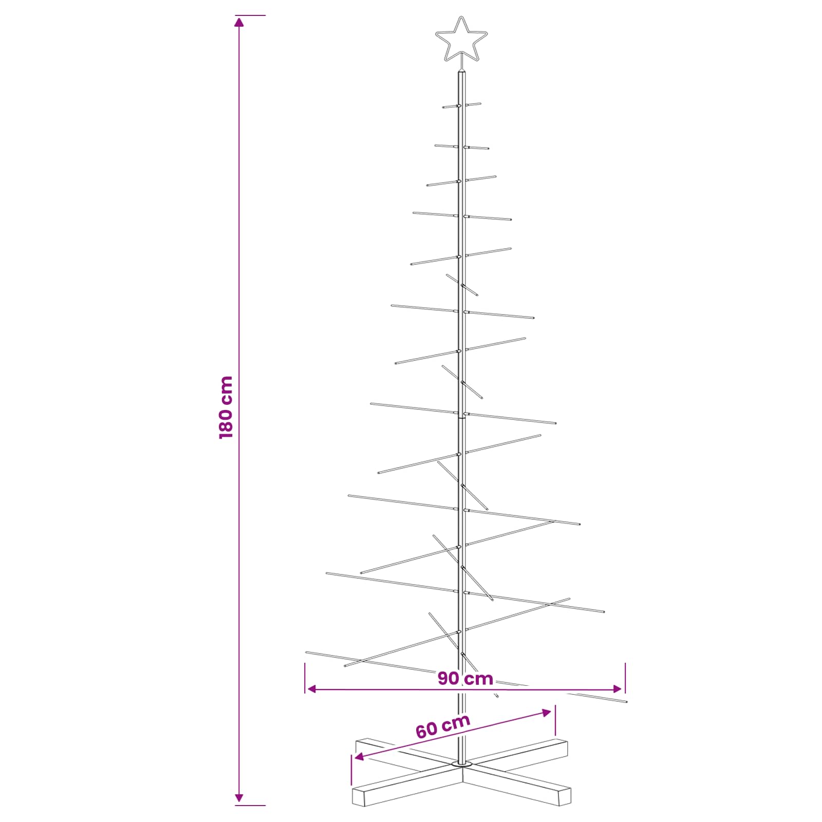Albero di Natale in metallo con supporto KUOPIO 180 cm Acciaio