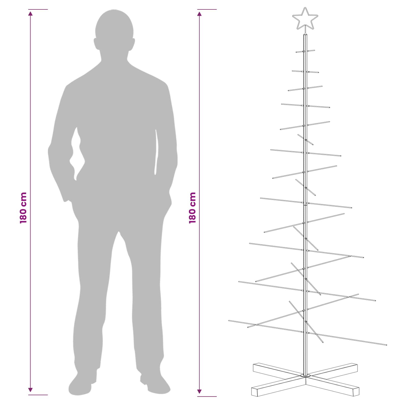 Albero di Natale in metallo con supporto KUOPIO 180 cm Acciaio