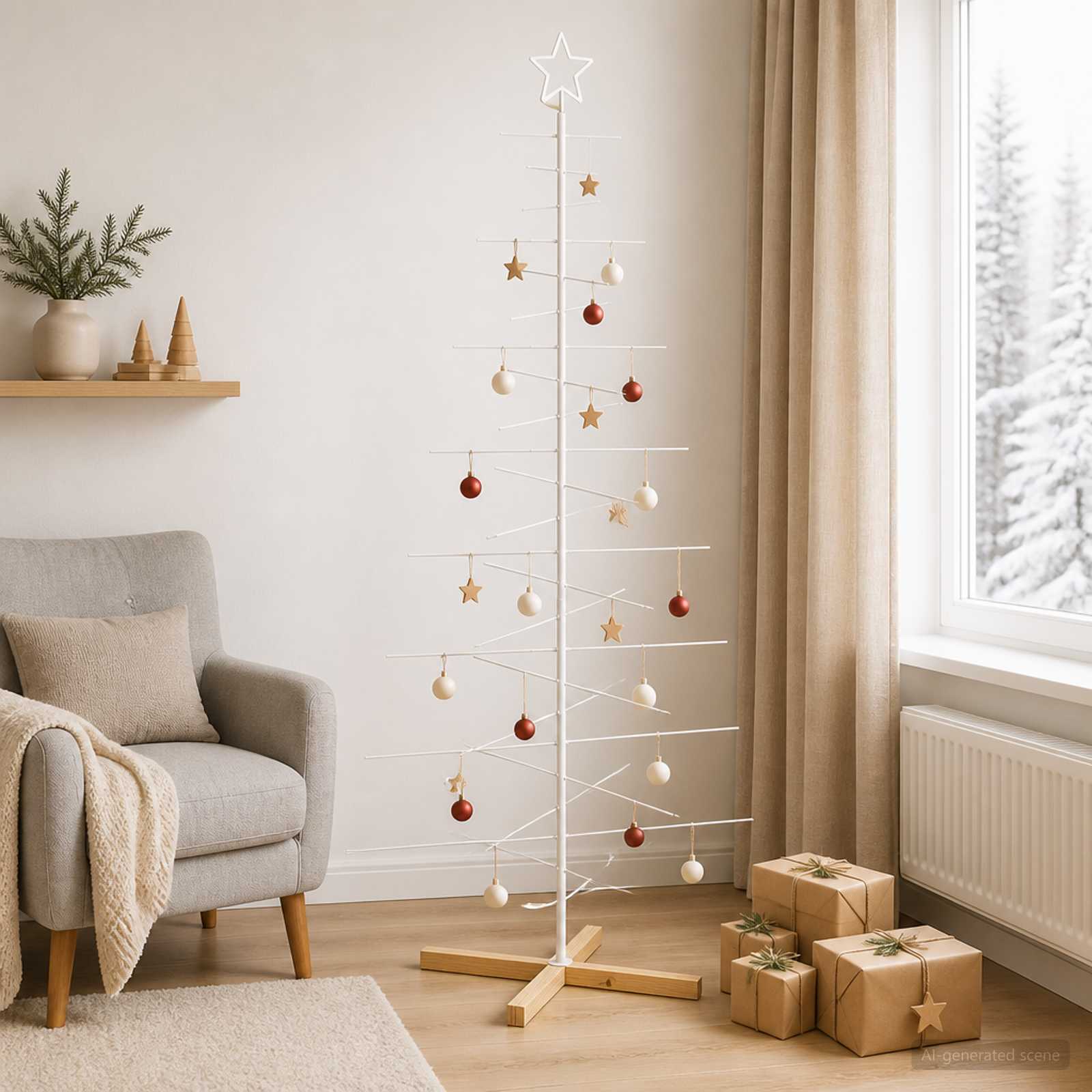 Albero di Natale in metallo con supporto KUOPIO 210 cm Acciaio